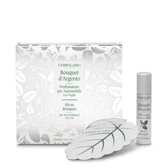 L Erbolario Silver Bouquet Car Air Freshener with Leaf 10ml