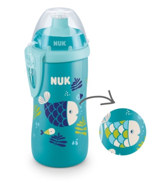 NUK Junior Cup Changes Colour Παγουράκι με Καπάκι Push-Pull 18m+ Χρώμα Μπλε 300ml