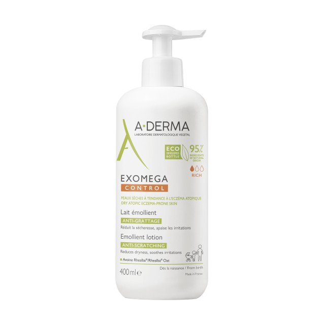 A-Derma Exomega Control Lait Emollient Anti-Scratching,400ml Γαλάκτωμα για το Αίσθημα του Κνησμού 