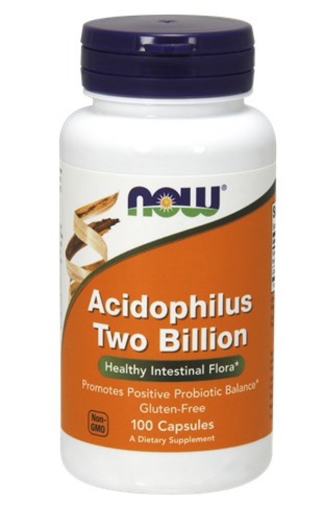 Now Foods Acidophilus Two Billion, Συμπλήρωμα Διατροφής Προβιοτικά, Υγεία Γαστρεντερικού  100 Κάψουλες