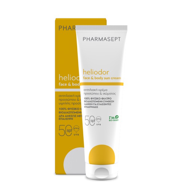 Pharmasept Heliodor Face & Body Sun Cream SPF50, Αντηλιακή Κρέμα Προσώπου & Σώματος με 100% Φυσικά Φίλτρα 150ml