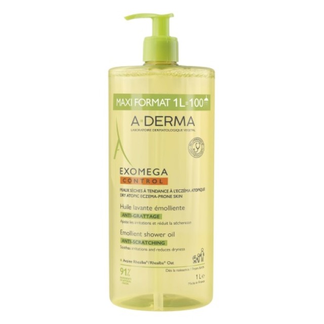 A-Derma Exomega Control Emollient Shower Oil Λάδι Καθαρισμού κατά του Κνησμού 1lt