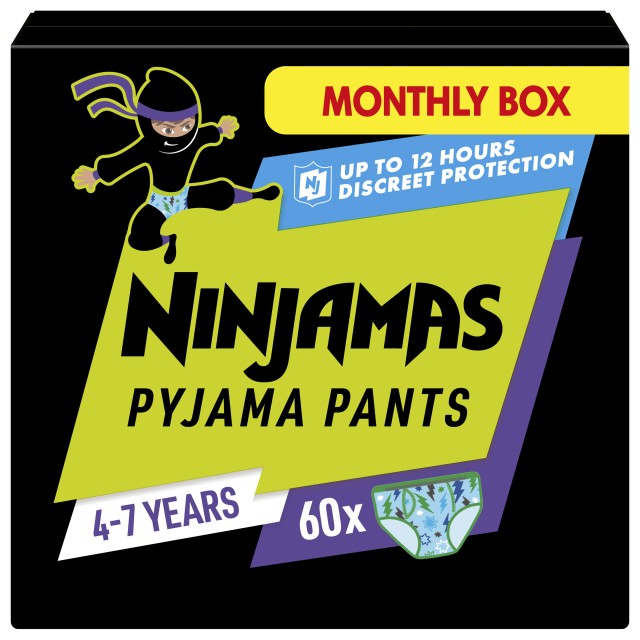 Pampers Ninjamas Pyjama Pants 17-30kg Πάνες Βρακάκι για τη Νύχτα, Αγόρι 4-7 Ετών 60τεμ (Monthly Pack)