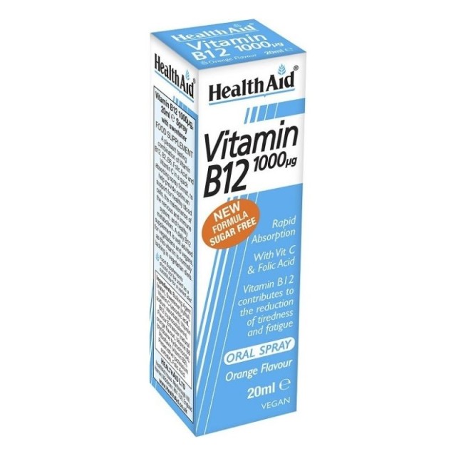 Health Aid Vitamin B12 Vegan 1000μg Oral Spray, Γεύση Πορτοκάλι 20ml