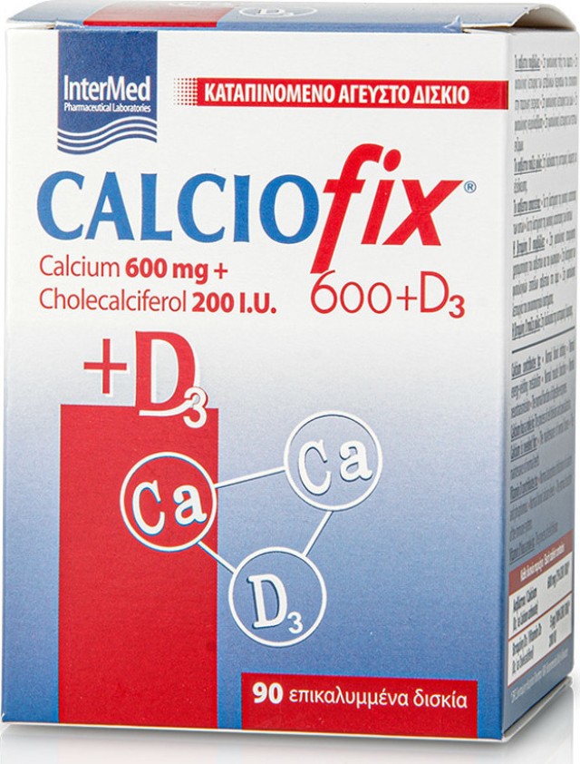 Intermed Calciofix F.c. Tabl.btx90 Καταπινόμενα δισκία 600mg ασβεστίου + 200IU D3