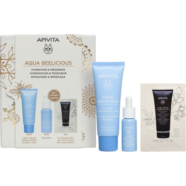 Apivita Promo Aqua Beelicious Ενυδατική Κρέμα-Gel Ελαφριάς Υφής 40ml & Δώρο Booster Αναζωογόνησης & Ενυδάτωσης, 10ml & Gel Καθαρισμού για Πρόσωπου & Μάτια 5ml