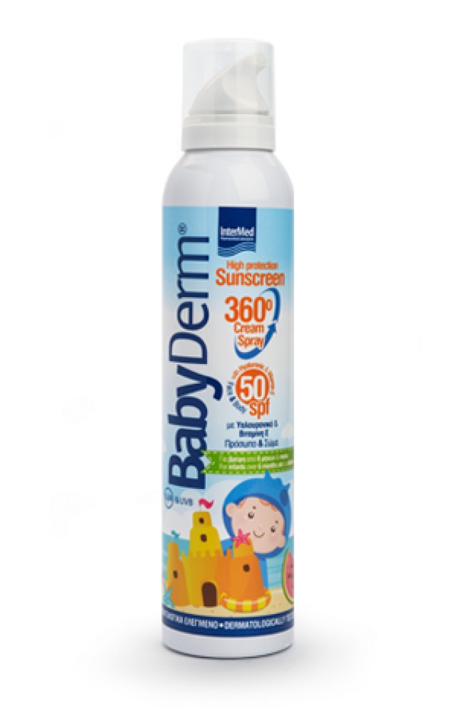 Intermed Babyderm Sunscreen 360 Cream Spray SPF50 Πρόσωπο & Σώμα, Για Βρέφη από 6 Μηνών & Άνω 200ml