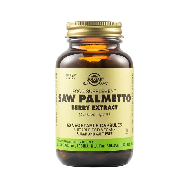 Solgar Saw Palmetto Berry Extract Veg. Caps, Συμπλήρωμα Διατροφής 60 Φυτικές Κάψουλες