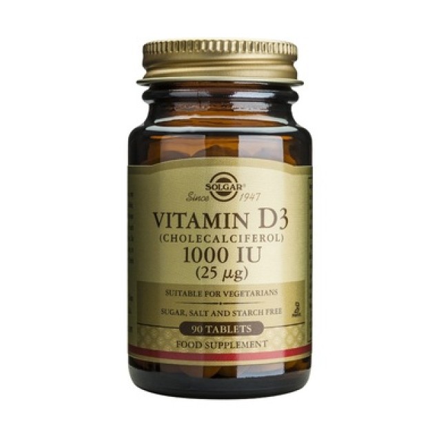 Solgar Vitamin D3 1000IU Tablets, Συμπλήρωμα Διατροφής 90 Ταμπλέτες