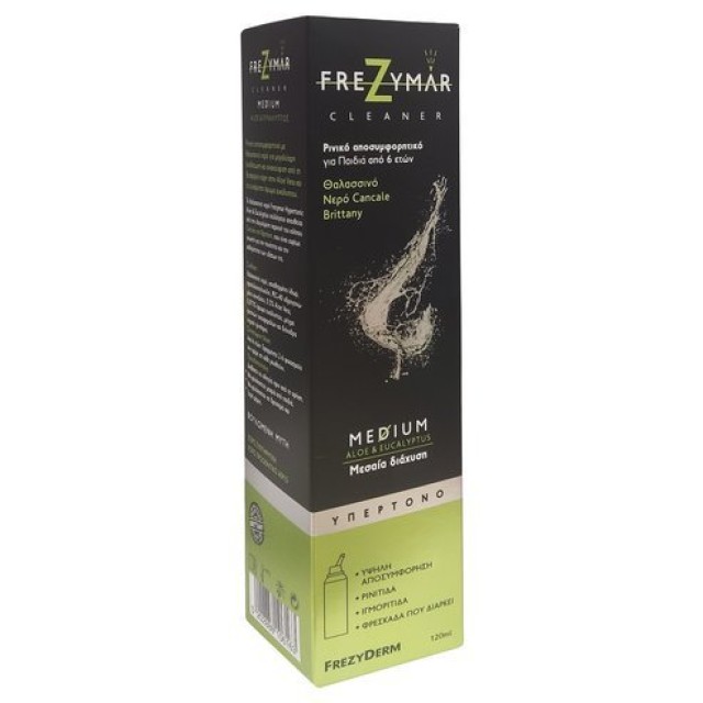 Frezyderm Frezymar Cleaner Hypertonic Medium Diffusion Spray Aloe & Eucalyptus , Υπέρτονο Ρινικό Αποσυμφορητικό με Aloe & Ευκάλυπτο για Παιδιά από 6 Ετών 120ml