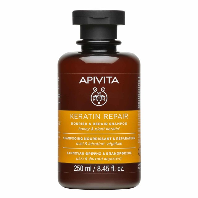 Apivita Shampoo Keratin Repair, Σαμπουάν Θρέψης & Επανόρθωσης με Μέλι & Φυτική Κερατίνη 250ml