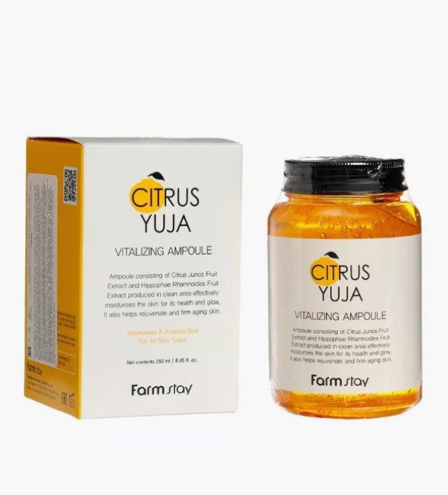 Farmstay Citrus Yuja Vitalizing Ampoule Ενυδάτωση Ορός Προσώπου για Λάμψη& Αναζωογόνηση με Βιταμίνη C 250ml