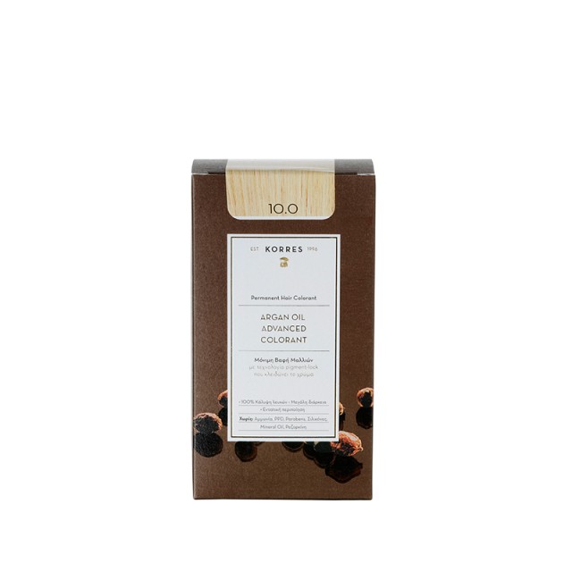 Korres Argan Oil Advanced Colorant N10.0 Platinum Blonde, Βαφή Μαλλιών Χρώμα Ξανθό Πλατίνας