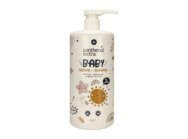 Panthenol Extra Baby Shower & Shampoo 2 in 1 Σαμπουάν & Αφρόλουτρο για Βρέφη & Παιδιά, 1lt