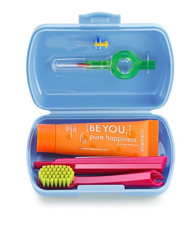 Curaprox Travel Set, Γαλάζιο Χρώμα Ταξιδιωτικό Σετ Στοματικής Υγιεινής