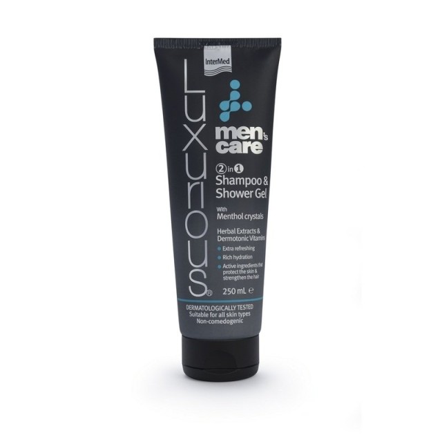 Intermed Luxurious Mens Care 2 in 1 Shampoo & Shower Gel, 2 σε 1 Αφρόλουτρο & Σαμπουάν με Κρυστάλλους Μενθόλης 250ml