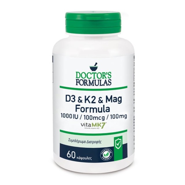 Doctors Formula D3 1000iU & K2 100mcg & Mag 100mg 60 Κάψουλες