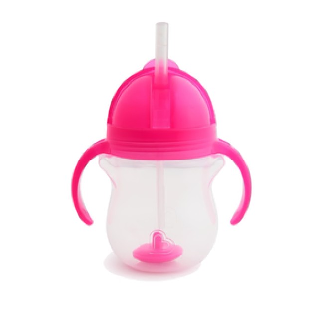 Munchkin Tip & Sip Straw Cup Ποτήρι με Καλαμάκι 6m+, Χρώμα Ροζ, 207ml
