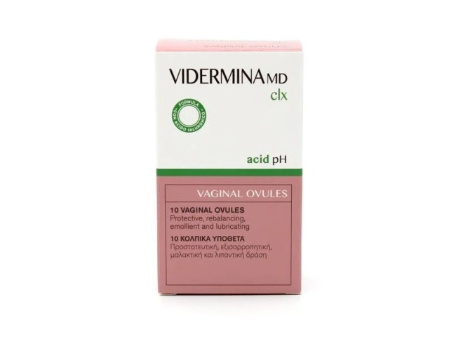 Vidermina MD Vaginal Ovules, Κολπικά Υπόθετα με Προστατευτική & Μαλακτική Δράση x 10 Vaginal Ovules