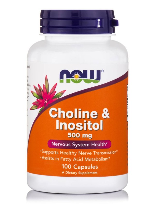 Now Foods Choline & Inositol 250-250mg, Συμπλήρωμα Διατροφής Για την Καλή Υγεία του Νευρικού Συστήματος & του Εγκεφάλου 100 Κάψουλες