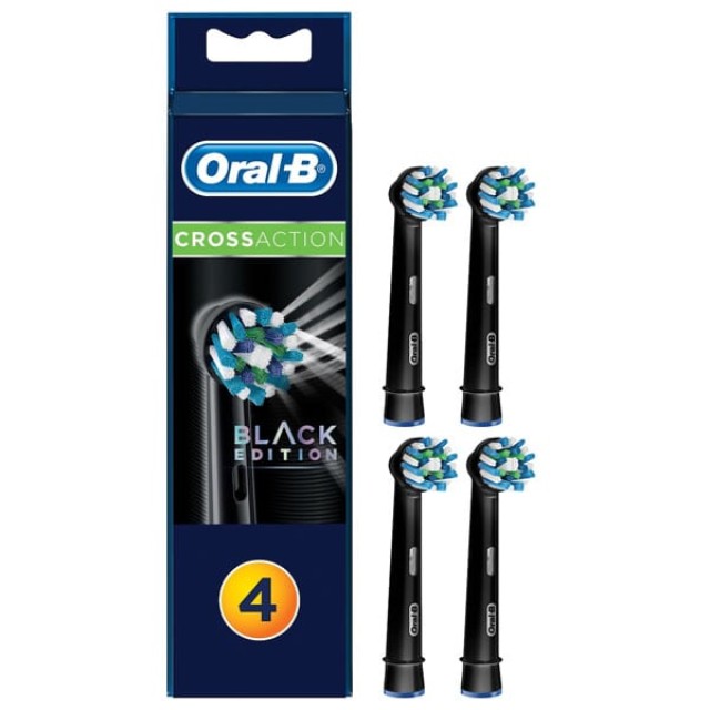 Oral-B Cross Action Black Edition Ανταλλακτικές Κεφαλές για Ηλεκτρικές Οδοντόβουρτσες, 4 Τεμάχια