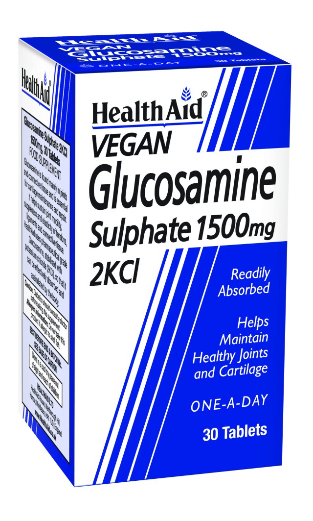 Health Aid Glucosamine Sulphate 2KCl Vegan, Συστατικό των Αρθρώσεων & των Συνδετικών Ιστών 30 Ταμπλέτες