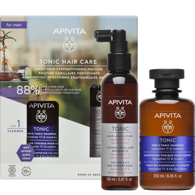 Apivita Promo Tonic Hair Care,Tonic Hair Loss Lotion Κατά της Τριχόπτωσης 150ml & Δώρο Mens Tonic Shampoo Τονωτικό Σαμπουάν για Άνδρες 250ml
