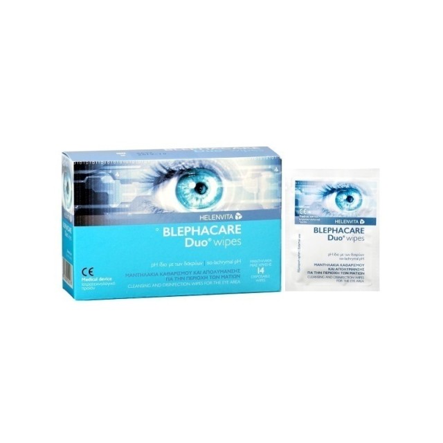 Helenvita Blephacare Duo Wipes x14 Μαντηλάκια καθαρισμού & απολύμανσης για τα μάτια