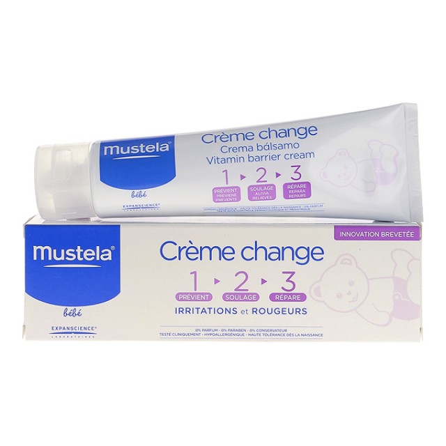 Mustela Creme Change 1-2-3 Καθημερινή Κρέμα για την Αλλαγή της Πάνας, 100ml