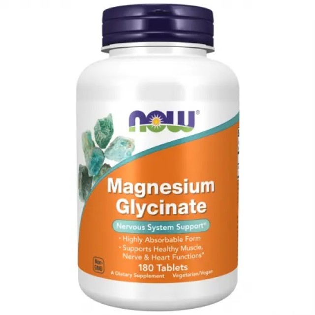 Now Foods Magnesium Glycinate Nervoius System Support, Συμπλήρωμα Διατροφής 180 Ταμπλέτες