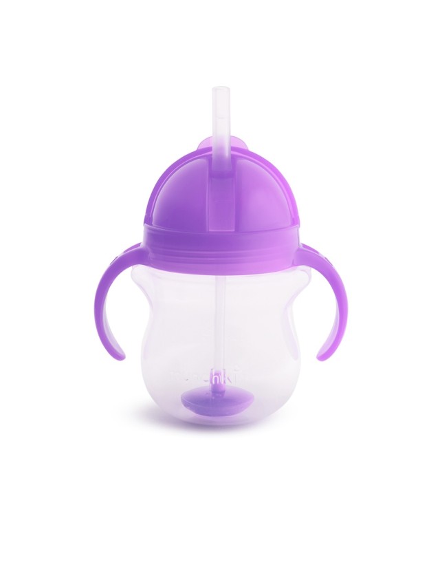 Munchkin Tip & Sip Straw Cup Ποτήρι με Καλαμάκι 6m+, Χρώμα Μωβ 207ml