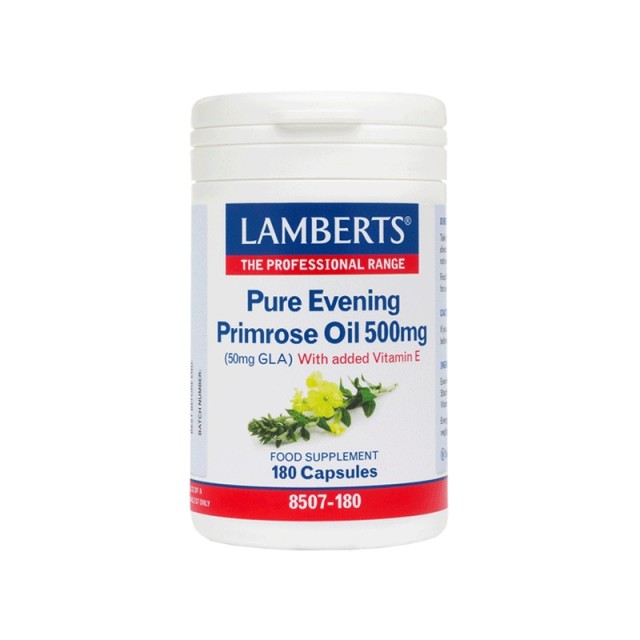 Lamberts Pure Evening Primrose Oil 500mg, Έλαιο Νυχτολούλουδου των 500mg με Βιταμίνη Ε 180 Caps