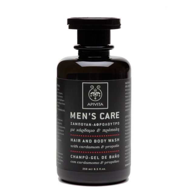 Apivita Mens Care, Σαμπουάν-Αφρόλουτρο με Κάρδαμο & Πρόπολη 250ml