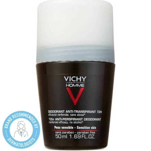 Vichy Homme Deodorant Anti-Transpirant Roll-On 72h, Αποσμητικό κατά της Εφίδρωσης 50ml