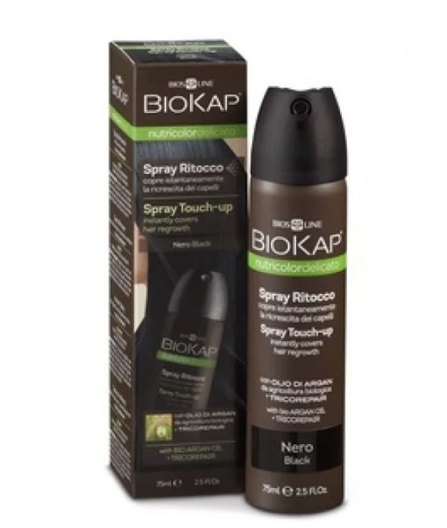 Biokap Touch Up Spray Black, Σπρέυ Κάλυψης Λευκών Χρώμα Μαύρο 75ml