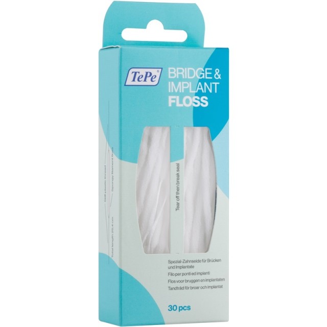 TePe Bridge & Implant Floss Νήμα Καθαρισμού Γεφυρών & Εμφυτευμάτων 30τμχ
