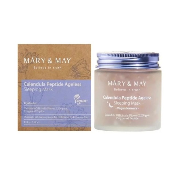 Mary&May Vegan Calendula Peptide Ageless Sleeping Mask Μάσκα Νυχτός με Καλέντουλα & Πεπτίδια Για Αναζωογόνηση & Λάμψη 110g