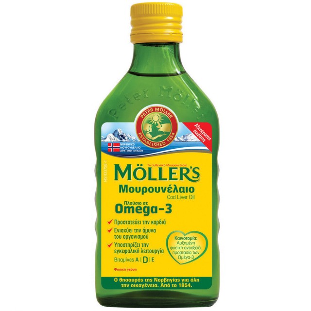 Moller’s Μουρουνέλαιο Natural Παραδοσιακό Μουρουνέλαιο σε Υγρή Μορφή με την Κλασσική Γεύση του Μουρουνέλαιου 250ml