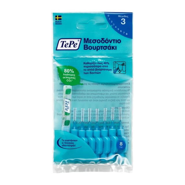 Tepe Μεσοδόντια Βουρτσάκια 8τμχ 0,60mm Size 3, Μπλε