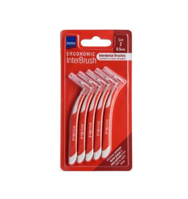 Intermed Ergonomic Μεσοδόντια Βουρτσάκια με Λαβή Size 2 (0.5mm) Κόκκινο 5τμχ