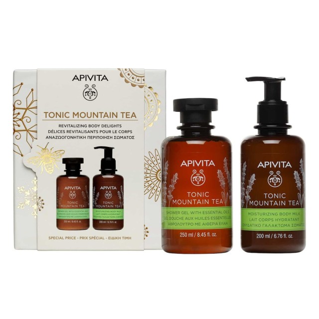 Apivita Promo Tonic Mountain Αφρόλουτρο με Αιθέρια Έλαια 250ml & Tonic Mountain Tea Ενυδατικό Γαλάκτωμα Σώματος 200ml