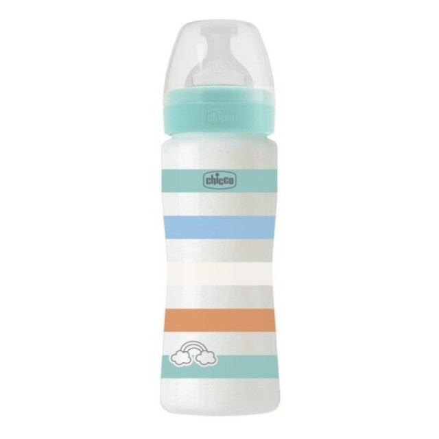 Chicco Well Being Anti-Colic System Πλαστικό Μπιμπερό με Θηλή Σιλικόνης Γρήγορης Ροής 4m+ 330ml