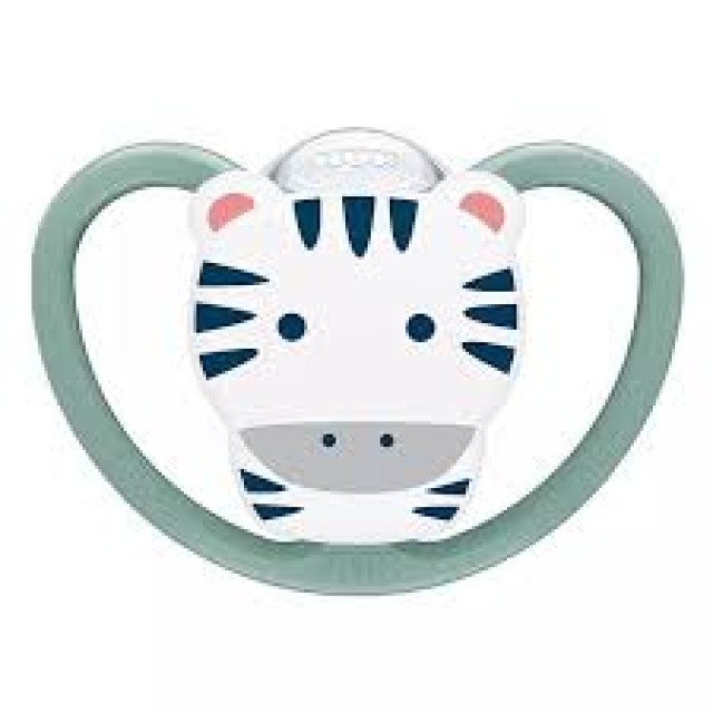 Nuk Space Πιπίλα Σιλικόνης 18-36m, Χρώμα Χακί, Σχέδιο Ζωάκι Ζέβρα 1 Τεμάχιο