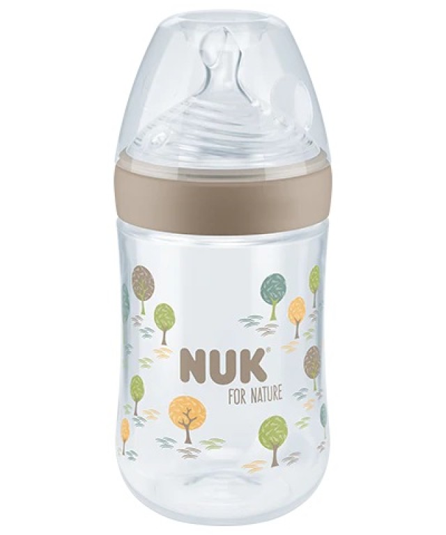  NUK for Nature Πλαστικό Μπιμπερό με Δείκτη Ελέγχου Θερμοκρασίας Θηλή Σιλικόνης 6-18m 260ml,  Χρώμα Γκρί