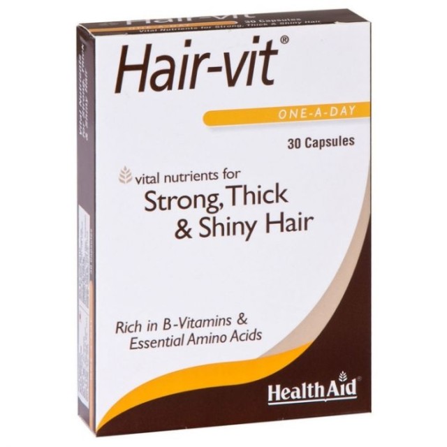 Health Aid Hair-Vit Βιταμίνες, Μέταλλα, Ιχνοστοιχεία & Αμινοξέα για Μαλλιά 30 Κάψουλες