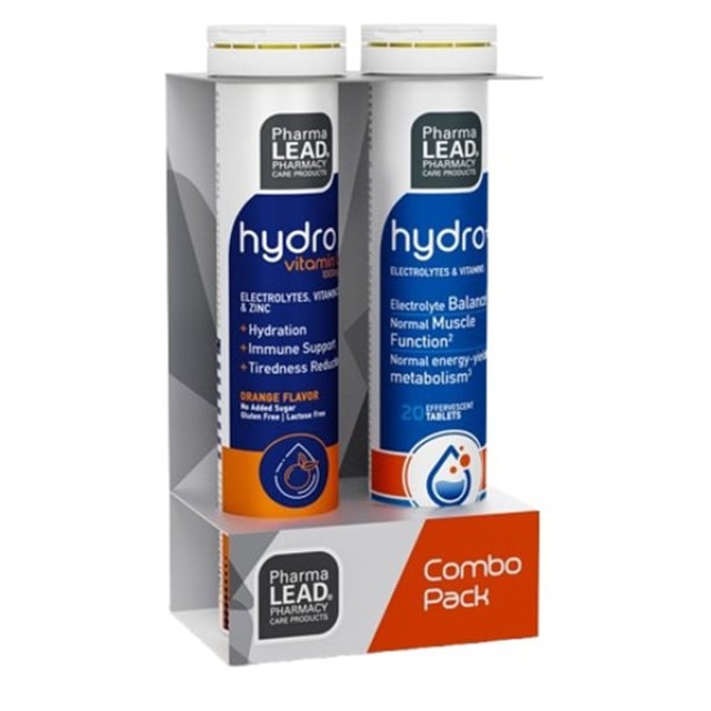 Pharmalead Promo Hydro Vitamin C & Hdro Για Άμεση Ενυδάτωση, Εξισορρόπηση, Ενέργεια, Φυσιολογική Λειτουργία των Μυών & του Νευρικού Συστήματος (1+1 ΔΩΡΟ) 20 & 20 Αναβράζουσες Ταμπλέτες