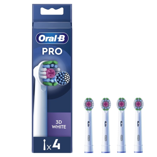 Oral-B Pro 3D White , Ανταλλακτικές Κεφαλές Ηλεκτρικής Οδοντόβουρτσας 4τεμ