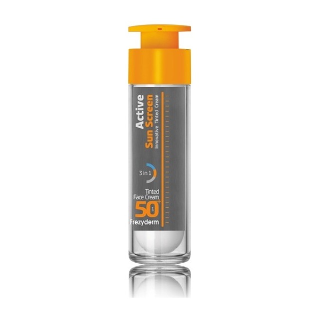 Frezyderm Active Sun Screen Tinted Face Cream SPF50+ Έγχρωμη Αντηλιακή Κρέμα Προσώπου με Ελαφριά Κάλυψη 50ml 