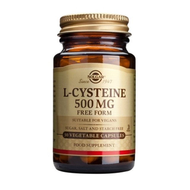 Solgar L-Cysteine 500mg, 30 Veg.Caps. Έχει αντιοξειδωτικές ιδιότητες