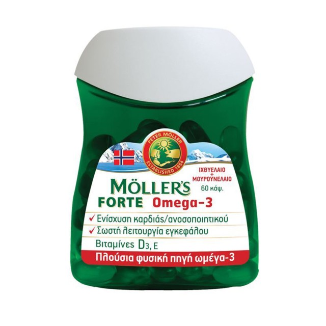 Moller’s Forte Omega-3, Ιχθυέλαιο & Μουρουνέλαιο 60 Κάψουλες
